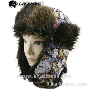 Cappello da trapper con cappello invernale in pelliccia finta personalizzato da donna